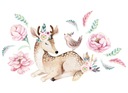 Samolepky na stenu DEER AND BOHO FLOWERS