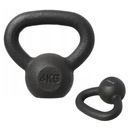 Kettlebell, čierne liatinové závažie s rukoväťou na silové cvičenia, 4 kg HMS