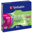 CD-RW Verbatim 700 MB farebný X12 (5 tenkých)