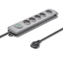 POWER STRIP QOLTEC / 5 ZÁSUVEK / 3 M, SIVÁ