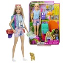 Bábika Barbie Camping Malibu + príslušenstvo. + pes HDF73