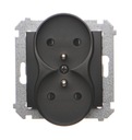 SIMON 54 Socket Double Shutter Pin Black