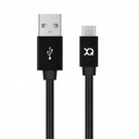 Xqisit bavlnený kábel USB C 3.0 čierny / čierny 1,8 m 2