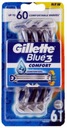 GILLETTE HOLENIE ŽILETKA MODRÁ 3 COMFORT 3 čepele 6 kusov