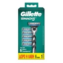 GILLETTE holiaci strojček 6 ks MACH 3 + NÁBOJE