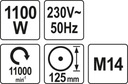 UHLOVÁ BRÚSKA 125MM, 230V, 1100W yt-82100