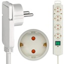 Predlžovací kábel s PLOCHOU zástrčkou POWER STRIP 4 Schuko ZÁSUVKY BIELY 2m