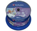 VERBATIM DVD+R 4,7 GB 16X VYTLAČITEĽNÁ TORTA*50 43512