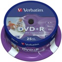 Disky Verbatim DVD+R 4,7 GB 16x 25 ks. MATNÉ OBKLADY