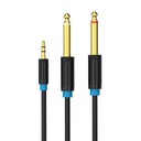 TRS audio kábel 3,5 mm až 2 x 6,35 mm Vention BACBJ 5m čierny