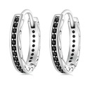 Strieborné náušnice, BLACK CRYSTAL HOOPS S925