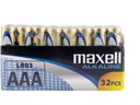 Alkalické batérie AAA LR03 MAXELL (32 ks.)