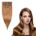 CLIP IN vlasy 100% prírodné 43 cm 6 pások 120g #7A tmavá medená blond