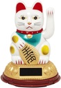 Maneki-neko solárna mačka šťastia, biela, 12 cm