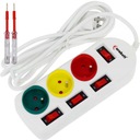 POWER STRIP 3m predlžovací kábel, vypínače, 3 zásuvky, uzemnenie