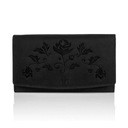 Dámska kožená peňaženka Black Rfid T-01 Flowers