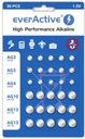 Sada 30 ks 1,5V batérií 10x AG3 5x AG4 5x AG10 10x AG13 everActive