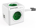 PowerCube Extended 4 zásuvky 2x USB 1,5m zelená