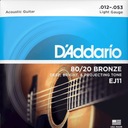 Struny na akustickú gitaru akustické 80/20 Bronz Daddario EJ11 12-53