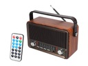 Raba Retro prenosné rádio Bluetooth, FM, USB, SD, AUX s diaľkovým ovládaním, hnedá