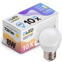 10x LED žiarovka E27 SMD 2835 TEPLÁ 720lm 8W GUĽ.