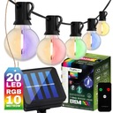 SOLAR GARDEN GARLAND LIGHT 20x LED 10,6m RGB TEPELNÉ DEKORATÍVNE ŽIAROVKY