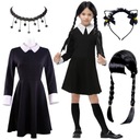 Wednesday Addams Outfit Šaty Cosplay Maškarné Doplnky k parochni M