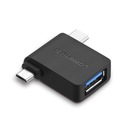 Adaptér 2v1 USB na USB-C / micro USB OTG - čierny