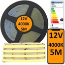 COB LED pás 5M 12V 4000K Neutrálna farba NEON rolka 900lm/m 9W/m silná