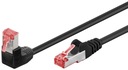 Patchcord S/FTP Cat.6 Rovný/Pravý 90° Čierny 5m