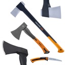 SET FISKARS štiepacia sekera x25 + ODBORNÁ PÍLA + BRADAS Sekera