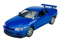 WELLY NISSAN SKYLINE GT-R R34 MODRÁ 1:34 NOVINKA