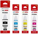 Atramenty pre Canon Pixma GI-490 CMYK G1400 G2400 G3400