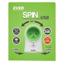 EVER Otočný predlžovací kábel SPIN + 2xUSB