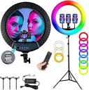 RING Selfie LED kruhová lampa RGB + biela 56 cm 240 W make-up XXXL