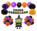 Happy Halloween Balloon Set Bambuľky Balóny Dekorácie Banner Fialový