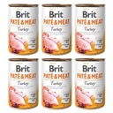 BRIT Pate&Meat Mokré krmivo pre psov moriak, konzerva, 6 x 400 g