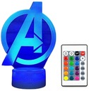 3D LED LAMPA LOGO AVENGERS MARVEL COLORS + DIAĽKOVÉ OVLÁDANIE