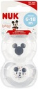 NUK Silikónový cumlík 6-18 m Disney Mickey Mouse 2 ks, sivý