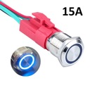 VYPÍNAČ 15A BISTABILNÉ TLAČIDLO ZAP/VYP LED 16mm 12V 24V ODOLNÉ VANDALU