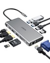 HUB USB-C 12v1 PD 100W HDMI 4K VGA LAN HLINÍKOVÝ