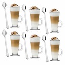 Vysoké LATTE GLASSES 6x250ml + dlhé lyžice Caffe Latte SET