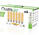 6X LED žiarovka E27 TUBA T30 6W = 50W 2200K LUMILED