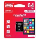 Pamäťová karta GOODRAM MicroSDHC 64GB CL10 + adaptér