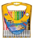 Zmývateľné fixky BIC Kid Couleur - plastové otváracie Púzdro - 12 farieb