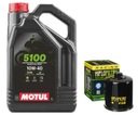 MOTUL 5100 OLEJ 10W40 4L 4T + OLEJOVÝ FILTER HF303RC matica 17MM