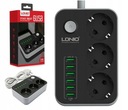 LDNIO NAPÁJACÍ KÁBEL PREdlžovací kábel 3 AC ZÁSUVKY 6XUSB 1,6M SPÍNAČ