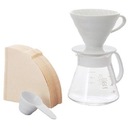 Sada Hario V60 Dripper & Pot White - keramický odkvapkávač + server + filtre