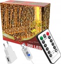 Svetelné záclonové lampy 300 LED 3x3m USB kábel Diaľkové ovládanie Teplá biela