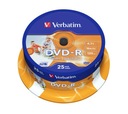 Disk Verbatim DVD-R 4,7 GB 25 ks. pre tlač, AZO